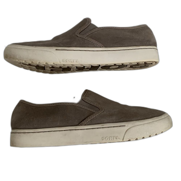 Sorel Campsneak Taupe Brown Suede Leather Slip-On Sneaker Flats Size 8 - Picture 9 of 10